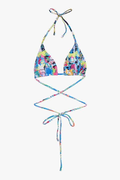 BIKINI TOP WITH ABSTRACT PATTERNS