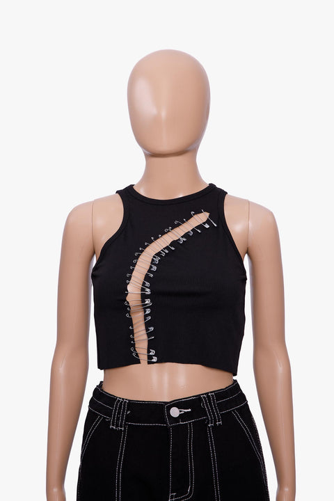 CROP TOP WITH SAFETY PINS