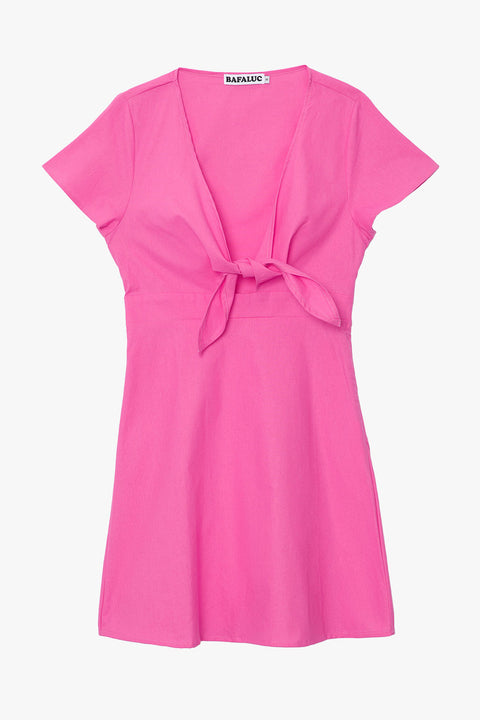 COTTON BLEND DRESS WITH TIE