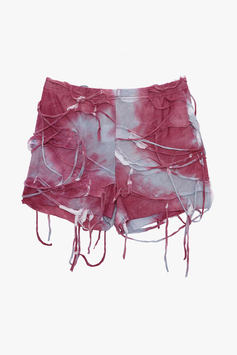 TULLE TIE DYE SHORTS WITH FRINGES