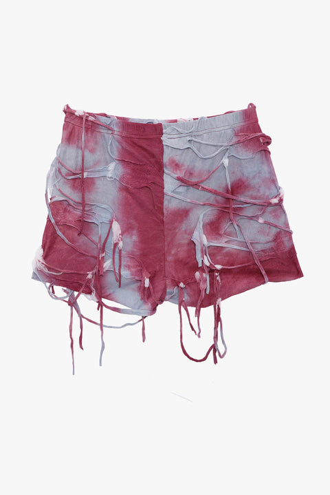 TULLE TIE DYE SHORTS WITH FRINGES
